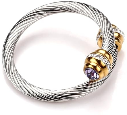 Dorriss Anelli con pietra portafortuna per donne, anello per chiodo a cavo, aperto, regolabile, impilabile, con zirconia cubica, design vintage, gioielli alla moda per fidanzata, moglie, mamma