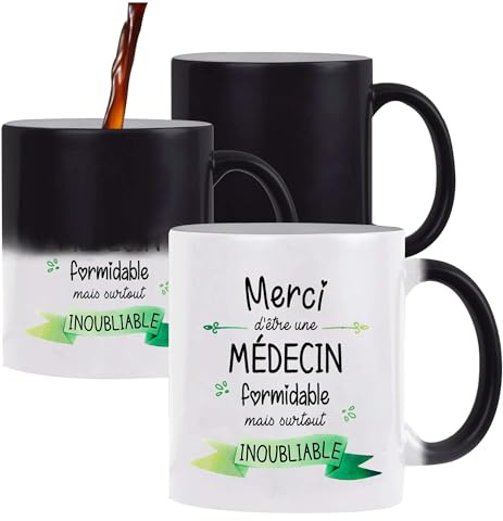 Planetee Tasse Magique Médecin Inoubliable Femme | Mug qui change couleur avec la chaleur | Idée Cadeau Collègue Travail Retraite
