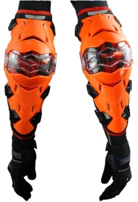 Motorrad-Knieschoner, Motorrad-Knieschutz, Motocross-Rennschutz, Ellenbogen, E09-2, Orange, Einheitsgröße