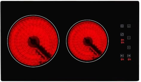 Panana 2 Zones Ceramic Hob, 30 cm Radiant Domino Hob Built-in Electric Hob, 3000W, Touch Control, Doul Zone, 9 Heating Levels, Safety Lock,Timer, Hard Wire, No Plug