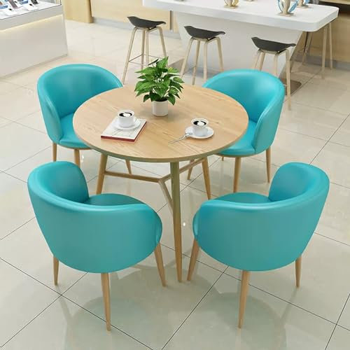 YUGXTH KüChentisch, Esstisch mit 4 StüHlen, Rundes Esszimmertisch-Set für 4 Personen, Besprechungstisch, Rund Konferenztisch, Verhandlungstisch, Platzsparende Möbel(Color:Blue B)