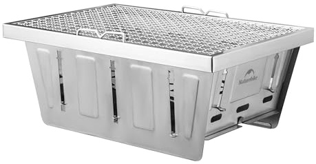 Naturehike Bärbar kolgrill utomhus röker vikbar liten kompakt BBQ grill rostfritt stål grillspis för picknick camping uteplats bakgård matlagning