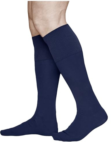 vitsocks Calcetines Largos Finos 100% ALGODÓN Suave Hombre (2 PARES) Elegantes de Traje, azul marino, 42-43