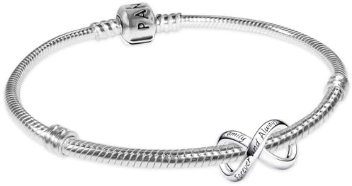 PANDORA Damenarmband Bundle Für Immer & Ewig Unendlichkeit Silber 68309 | Schmuck-Set aus 925 Sterlingsilber mit Charm Ewigkeitssymbol und polierter Schlangenkette, modisches Starter-Set
