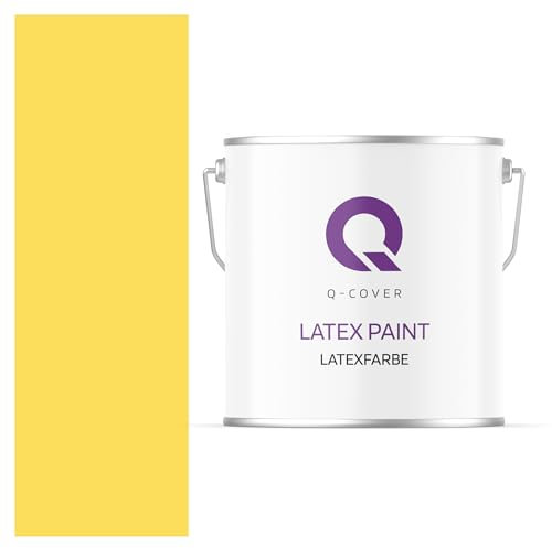 Q-COVER Latexfarbe 5L Gelb – Matte Innenfarbe für Wand & Decke, Klasse 3, Hohe Deckkraft, Scheuerfest