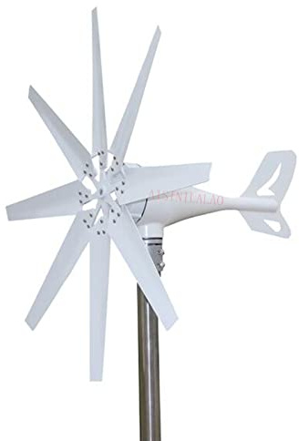 AISINILALAO 48V,High Efficiency 8 Blades 2000W 12V 24V 48V Horizontal Wind Turbine Alternator Set Wind Power Generator Kit with Controller for Solar Panels Garden Street Lighting