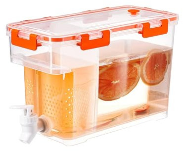 Dispensador de bebidas de plástico de 3,5 l con grifo y filtro extraíble, jarra de jugo de limón para refrigerador, dispensador de bebidas de plástico