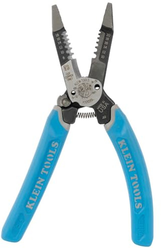 Klein Tools K12035L Klein-Kurve Wire Cutters, Made in USA, Heavy Duty Wire Stripping Tool with Lock, 8-20 AWG