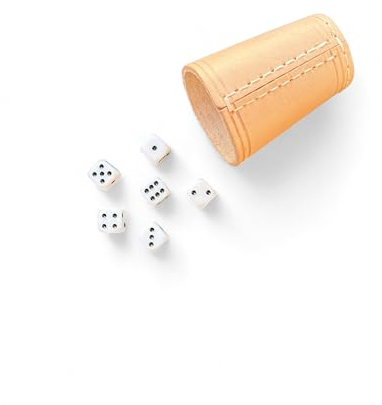 DELALO Würfelbecher Leder mit Würfeln - Echtleder - Leise & Hochwertig, 9 cm x 7 cm