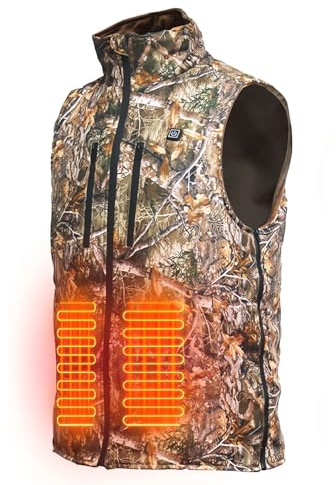 FYRTA Beheizte Weste, Camo Jagdweste Jagd Sicherheit leichte Weste, Elektrische USB Beheizte Jacke für Herren mit 3 Temperaturstufen 5 Heizzone, Winter Warme Heizweste