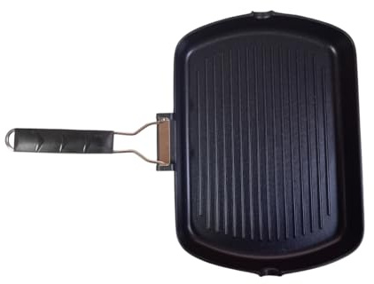 COSE DA CASA Bistecchiera Antiaderente per arrostire griglia Carne piastra pesce e Verdure 36x26cm Induzione Gas Elettrico vetro Manico Salvaspazio No PFAS