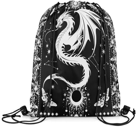 Rucksack Mit Kordelzug Weiß Schwarz Western Tiere Zuziehbeutel Erwachsene Gymnastikbeutel wasserdichte Turnsack, Für Schwimmen, Strand, Schule, 36x42cm
