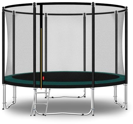 Baunsal® Trampolin Outdoor Ø 305 cm (FGOS) grün-schwarz als Komplettset Gartenspielzeug Kindertrampolin Gartentrampolin rund Garten Spielzeug für Kinder