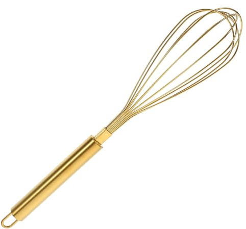 Holibanna Edelstahl Hand-schneebesen in Gold Ergonomischer Griff Leicht Und Langlebig Praktisches Küchenzubehör Zum Rühren Schlagen Und Aufschäumen