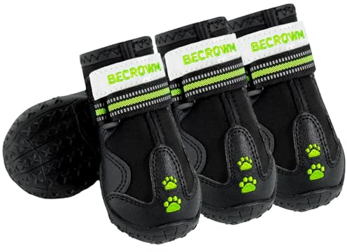 BECROWM Dog Shoes&Dog Boots for Small,Medium,Large Dogs,Waterproof Non-Slip Shoes for Winter&Hiking,Adjustable Paw Protection, for Dogs(#6(Width 2.76inch) for 55-66 lbs)