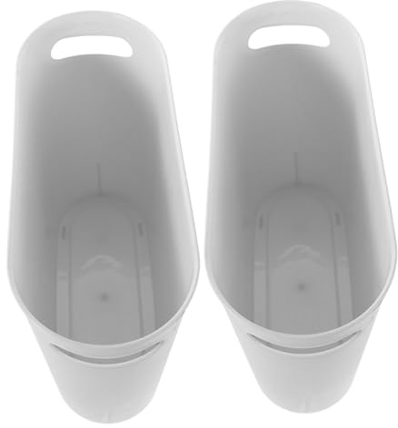 Hohopeti Pattumiera Plastica Design Stretto e Semplice 2 Pezzi Bianca con Manici Facile da Pulire e Salvaspazio per Bagno e Ufficio