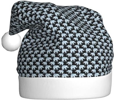 GUOLGP Gorro de Navidad con estampado de elefante azul y negro, gorro de Papá Noel, celebraciones, accesorio unisex para disfraz de fiesta de Navidad