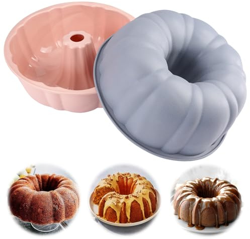TESSTSY 2 Pièces Moule Kouglof, Moule Cake 25 cm, Moulel Kouglof Silicone, Moules Baba Au Rhum, Moules à Kouglof, Moul Savarin, Moul à Kouglof en Silicone, pour Gâteaux, Gelée, Pain