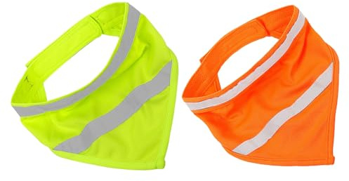 LOORGVEL Reflektierende Hundehalstücher 2 Stück Fluoreszierend Waschbare Dreieckstücher mit Speichelaufnahme für Kleine Hunde und Katzen Sicherheitsbandanas für Nächtliche Spaziergänge
