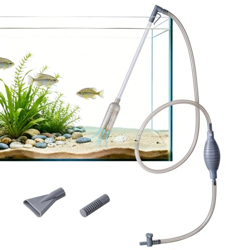FEDOUR 3-in-1 Aquarium Reiniger mit Vakuumfunktion, Verstellbarer Mulmsauger für Aquarium, Aquarium Kiesreiniger -Wasserwechsler und Sandwasch-Set mit Hand-Siphon-Schlauch und Verlängerungsrohr