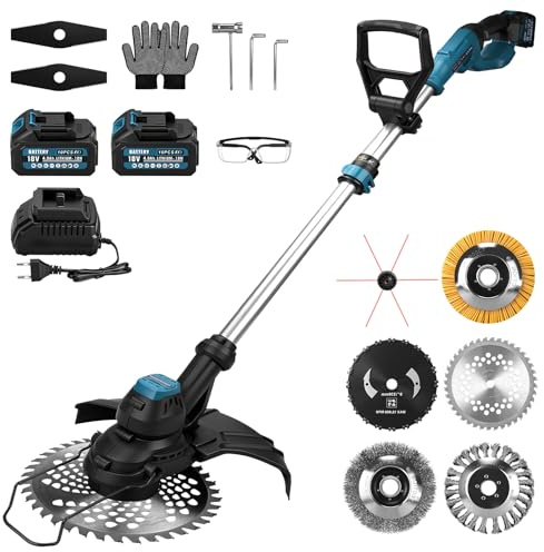 980W Akku Rasentrimmer mit 2 * 4Ah Akkus und Ladegerät