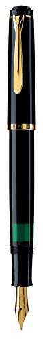Pelikan Füllhalter Classic 200, Schwarz, Feder F (fein), hochwertiger Kolbenfüller im Geschenk-Etui, 993915