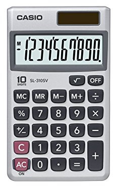 Casio SL-310SV, Sloar Powered Standard Function Calculator
