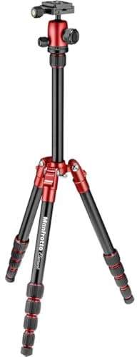 Manfrotto Element Traveller - Kit de trípode pequeño de Aluminio de 5 Secciones con Cabeza de Bola, Elemento pequeño de 56.3 Pulgadas, Rojo