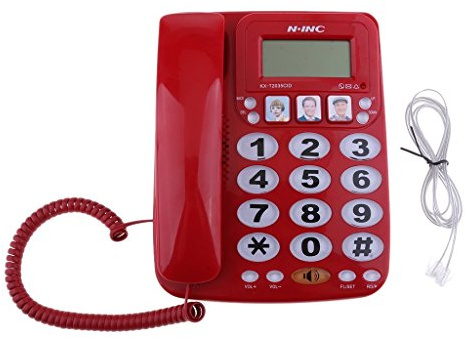 Sgerste Slim-Line Téléphone Filaire amplifié Photo Téléphone Fixe étanche et Résistant à l'humidité pour Office Home Hôtel de Salle de Bain Kx-2035cid Rouge