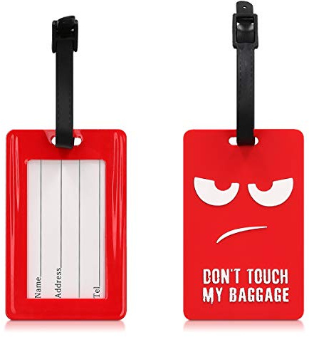 kwmobile Kofferanhänger Adressanhänger Koffer Tag - Namensschild Schulranzen Gepäck Anhänger - Reise Gepäckanhänger Don't Touch My Baggage
