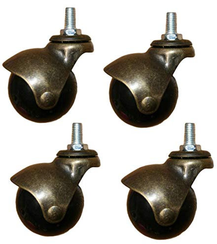4 Stück Retro-Möbelrollen, Lenkrollen 2 Zoll im Durchmesser, M8 / M10 Gewindestangenhalterung, Bronzekugelrolle, Antike Möbelrolle, Bürostuhlrolle, Sofa Räder, Kaffeetisch Räder, Apparaterolle