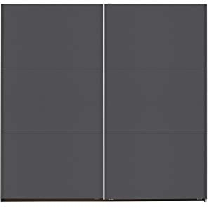 Rauch Möbel Santiago Schwebetürenschrank Grau metallic, Schwarz, 2-türig inkl. Zubehörpaket Classic 2 Kleiderstangen, 4 Fachböden, 1 Hakenleiste, BxHxT: 218x210x59 cm