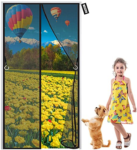 magnetisk skärmdörr, 100x230cm（39x91inch） gardin insekt skärm magnetisk gardin anti-mygginsekt handsfree tyst dörrgardin insektsskärm för balkonger, interiörer och ytterdörrar
