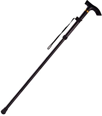 fasloyu Gehstock Höhenverstellbar, Ausziehbarer Gehstock mit Licht Alu Handstock Hoehenverstellbar, Rutschfester Griff, Verstellbar Gehhilfe Stock mit Gummifuß und Handschlaufe, Geschenk Vatertag