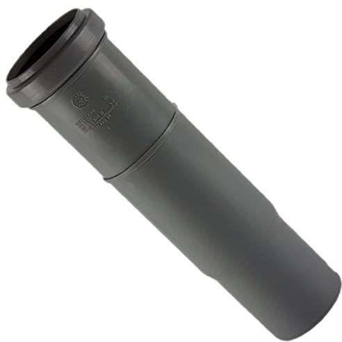 HT Langmuffe Verbinder für Rohr Außendurchmesser 110mm 11cm DN110 DN100 mit Steck Muffe + Gummi Dichtung Abwasser Abfluss Leitung Kunststoff PP grau Kanalrohr Kupplung Fitting Lüftung