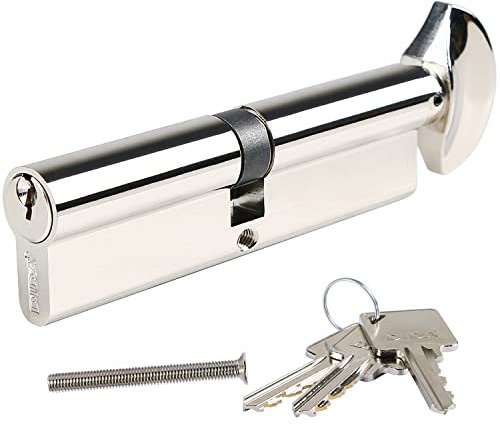 DIDA® 100mm Thumb Turn Euro Cylinder Lock 50T/50 UPVC Barrel with 3 Keys Anti-Pick Anti-Bump Anti-Drill Door Key Single Barrels High Security BS EN 1303:2005, Silver