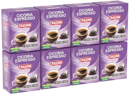 CRASTAN 1870 - Capsule compatibili A Modo Mio - Cicoria Espresso - 8 Box da 16 Capsule