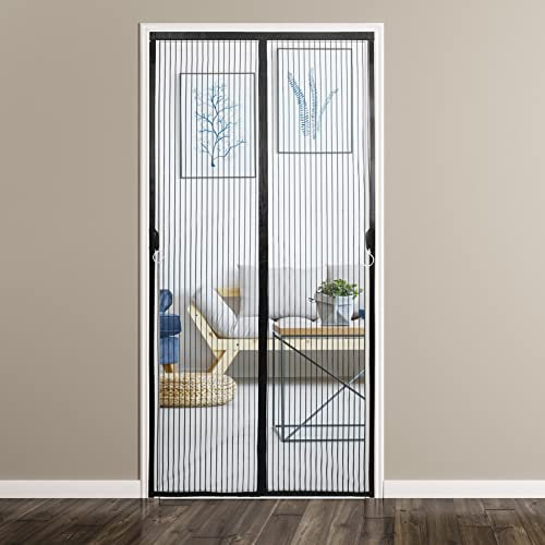 Hilftio Fliegengitter balkontür 70X185cm Fliegengitter Fenster tesa Fliegenschutz Vorhang fliegengitter Balkon Magnet fliegengitter Küche, Schiebetür, Schwarz