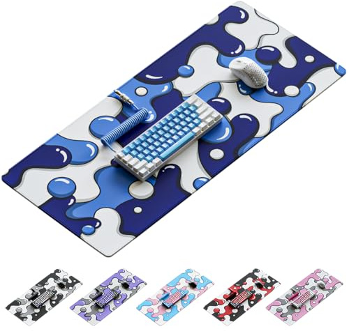 Kraken Keyboards DRIP XXL Gaming-Mauspad, Blau und Weiß, Professionelles Handwerker-Mauspad, 91,4 x 40,6 cm Dick, Erweitertes XXL-Gaming (Ice)