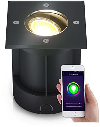 lambado® Bodenstrahler außen mit App-Steuerung, Alexa & Google - Dimmbar mit Farbwechsel - Bodeneinbaustrahler aussen mit Schwenkfunktion