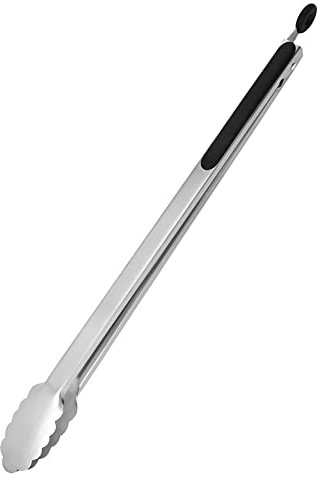 UPTALY Pinza per griglia extra lunga da 45 cm (1 pezzo nero), pinza per barbecue in acciaio inossidabile con manico lungo, pinza per alimenti di grandi, pinza estesa