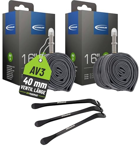 Schwalbe 2X Fahrrad Schlauch AV3 16 Zoll - 47/62-305 - 40mm Autoventil