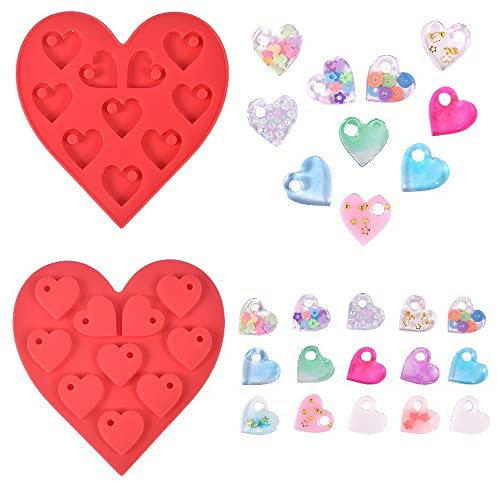 Nifocc Lot de 10 moules en silicone en forme de cœur - Porte-clés - Moule à gâteau en silicone - Moule à gâteau pour bricolage