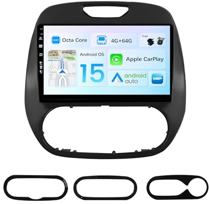BXLIYER Android 14 IPS Autoradio pour Renault Kaptur Captur (2014-2019) - 4G+64G - Senza fili Carplay/Android Auto - LED Caméra + MIC - 2 Din 9 Pouce - DSP Dab Volant AHD WLAN 360-Caméra Fast-Boot BT