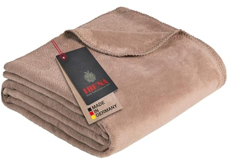 Ibena Malaga Bio Wolldecke 150x200 cm – 100% Baumwolle, Made in Germany, Baumwolldecke Taupe