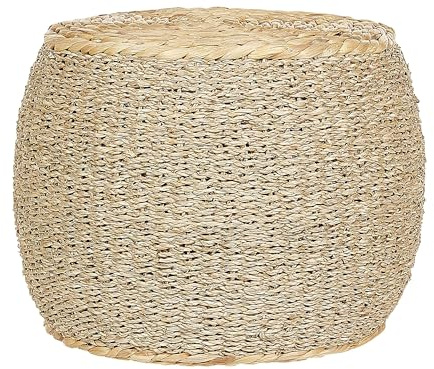 Beliani Pouf Seegras/Wasserhyazinthe natürlich rund ⌀ 40 cm geflochten Boho Haiphong