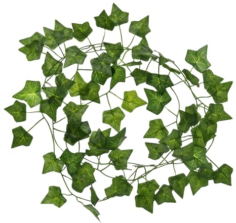 KARAT - Künstliche Efeu-Pflanzen 12er Set Efeu Girlande mit Bändern Länge 2,15m Kunstpflanzen Deko für Wand, Balkon und Garten
