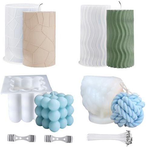 TZFJQO 4 Stück Kerzengießform Silikon, DIY Formen für Kerzen Gießen, Zylindrische Form, Kerzenformen Zum Gießen Set für Die Herstellung Von Kerzen, Aromasteinen, Schokolade, Dekoration
