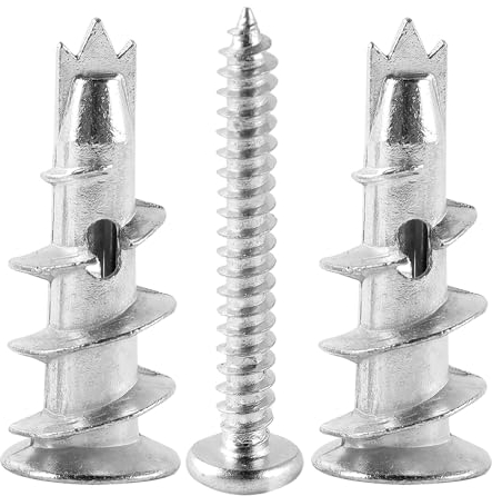 Rigipsdübel 100 Stück Gipskartondübel Selbstbohrender Rigipsdübel Selbsterblockdauger Hohlraumdübel Metall mit Schrauben Dübel mit Schrauben zur Befestigung in Stein Ziegeln Beton Gipsbauplatten Uvm