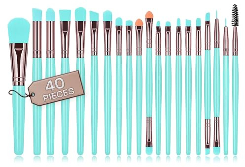 Pinselset makeup professionelle 40 Stück hochwertige synthetische Borsten concealer pinsel lidschatten pinselset puder (Blau)